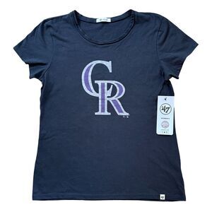 MLB Colorado Rockies Logo Flint Premier Frankie T-Shirt - Black Medium NWT